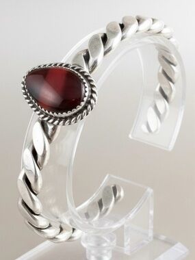 Tahe heavy silver cuff bracelet red carnelian or tigers eye